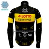 Set Fietsshirt Lange Mouw + Lange Koersbroek 2023 Lotto-Kern Haus Winter Thermal Fleece Geel Zwart